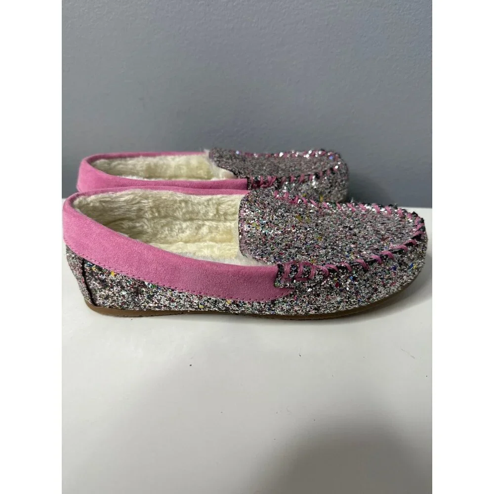 LANDS' END Glitter Loafer Slippers Size 4 big kid